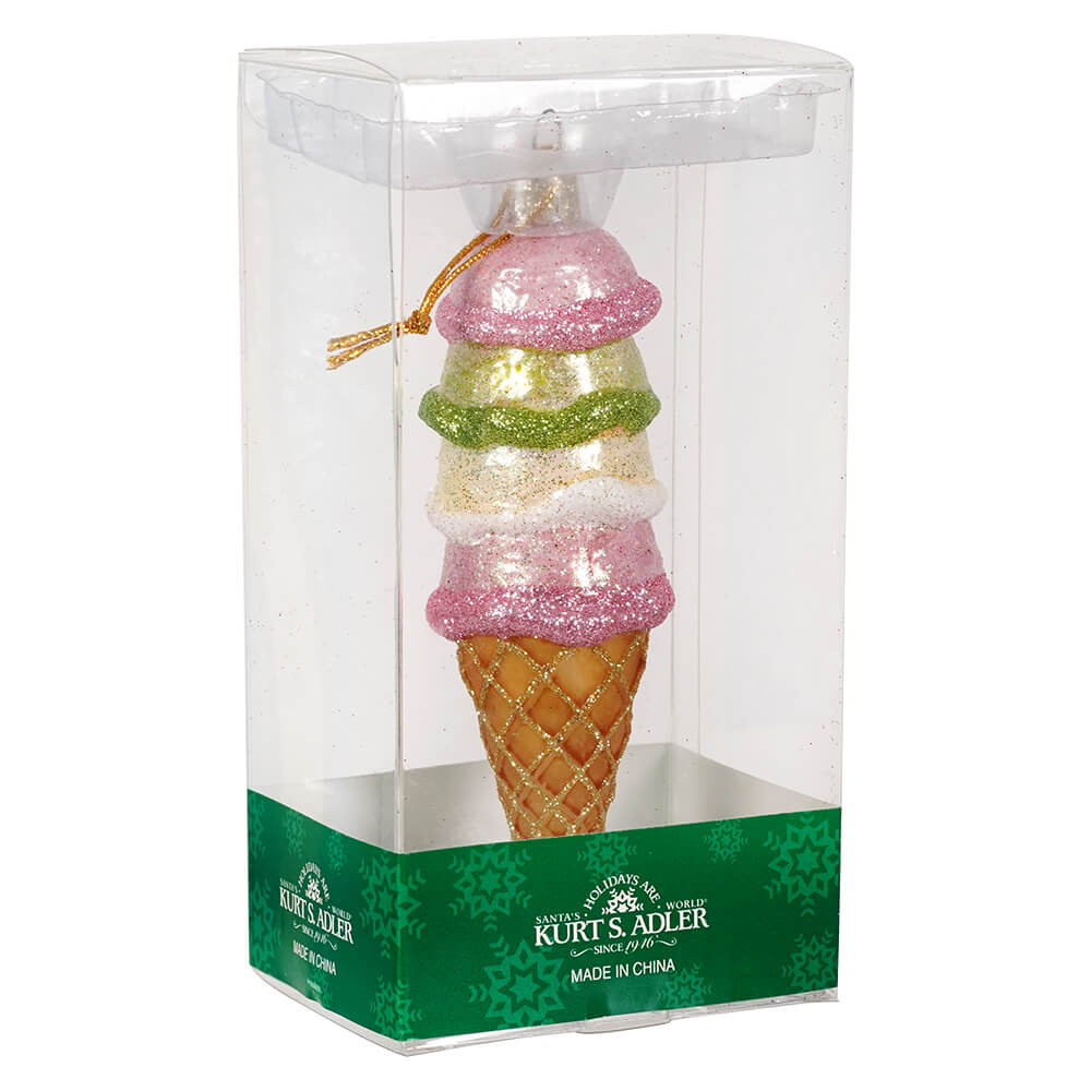 Ice Cream Cone Scoops Ornament