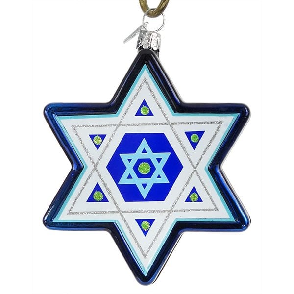 Star Of David Hanukkah Glass Ornament