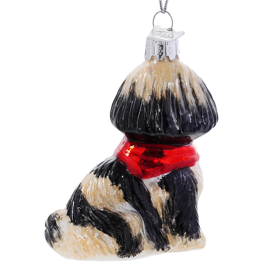 Black Shih Tzu Glass Ornament