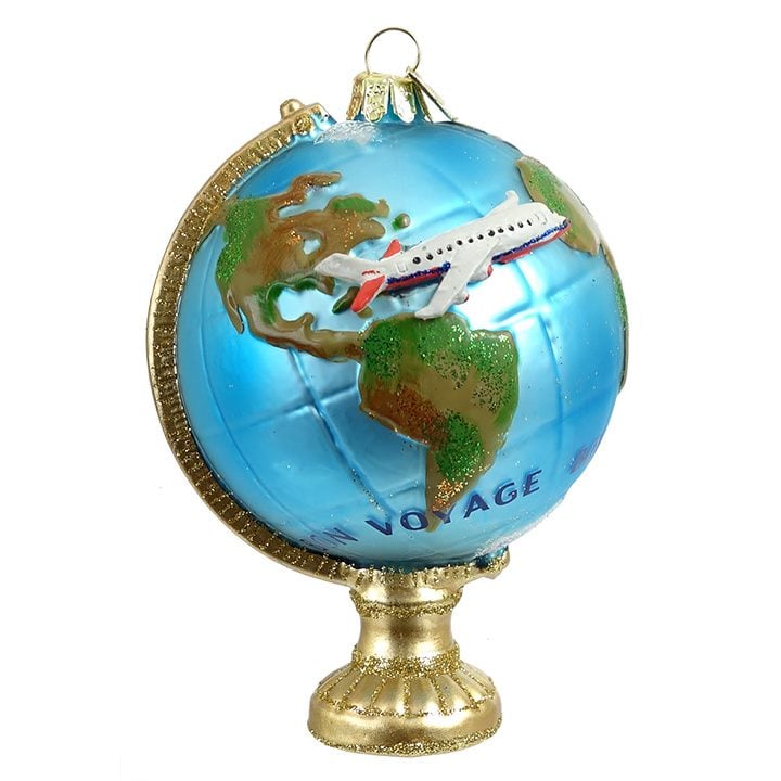 Travel Globe with Airplane Ornament