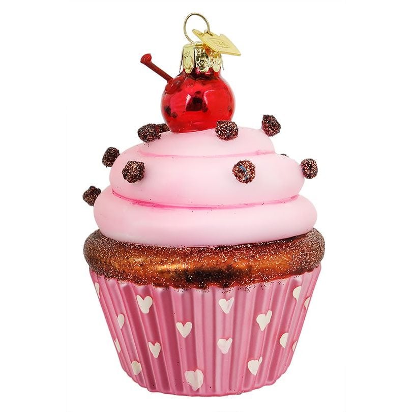 Pink Cupcake with Cherry on Top Ornament