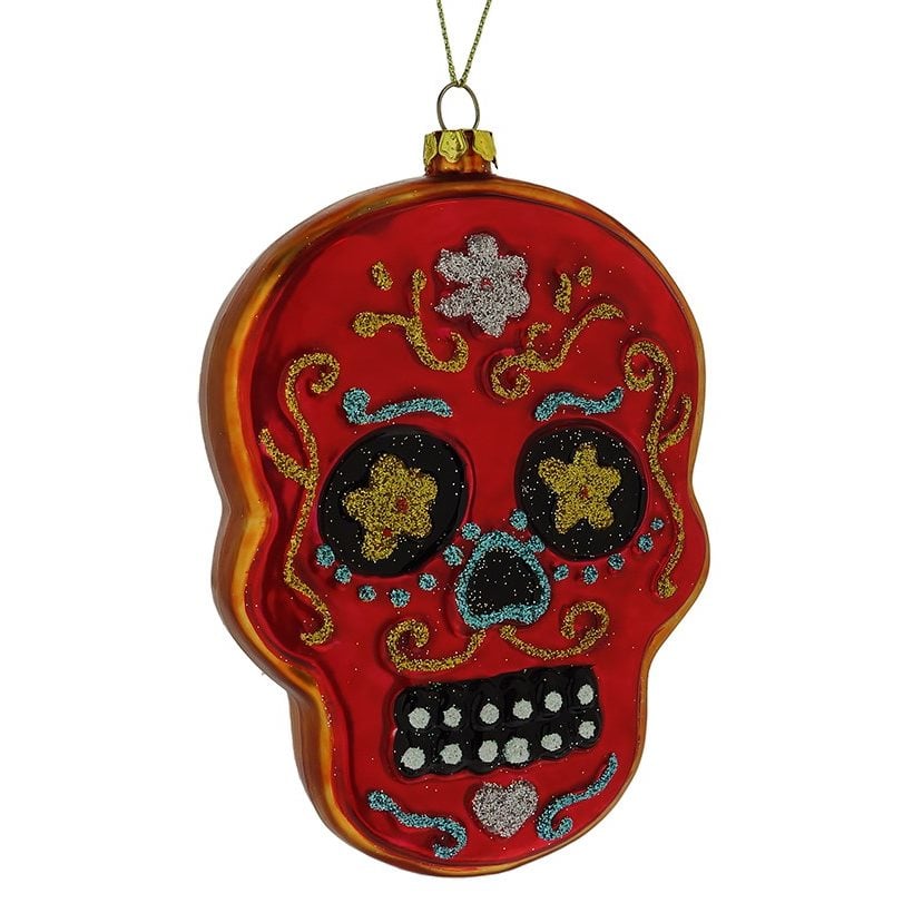 Red Day of the Dead Skull Ornament