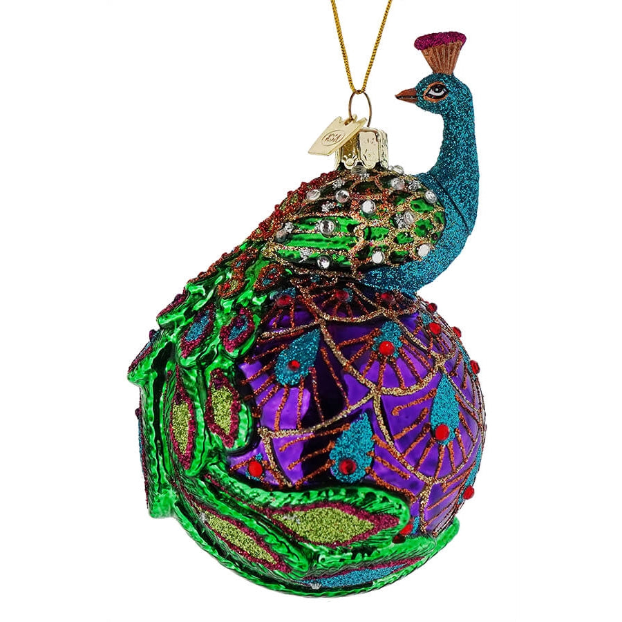 Peacock Glass Ball Ornament