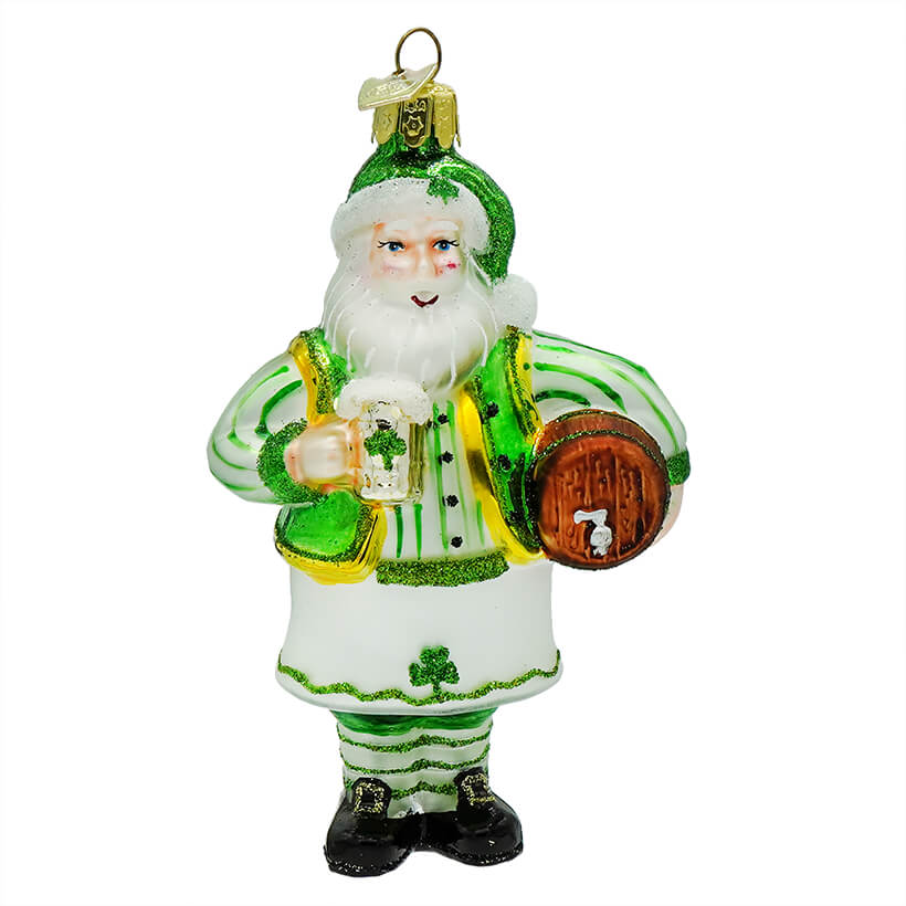 Irish Santa With Beer Ornament