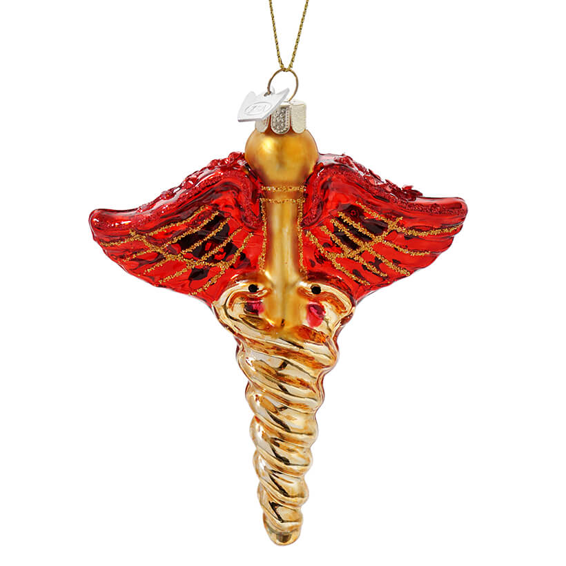Glass Caduceus Ornament