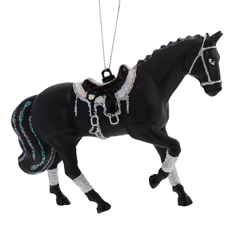 Noble Gems Black Dressage Horse Ornament