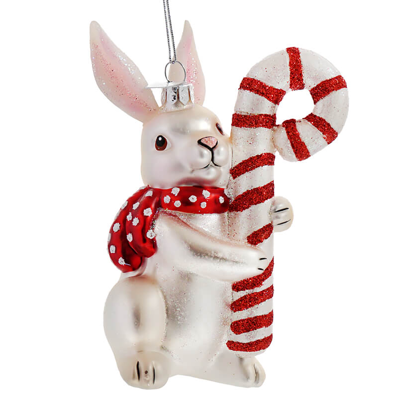 Noble Gems Bunny With Candy Cane Ornament