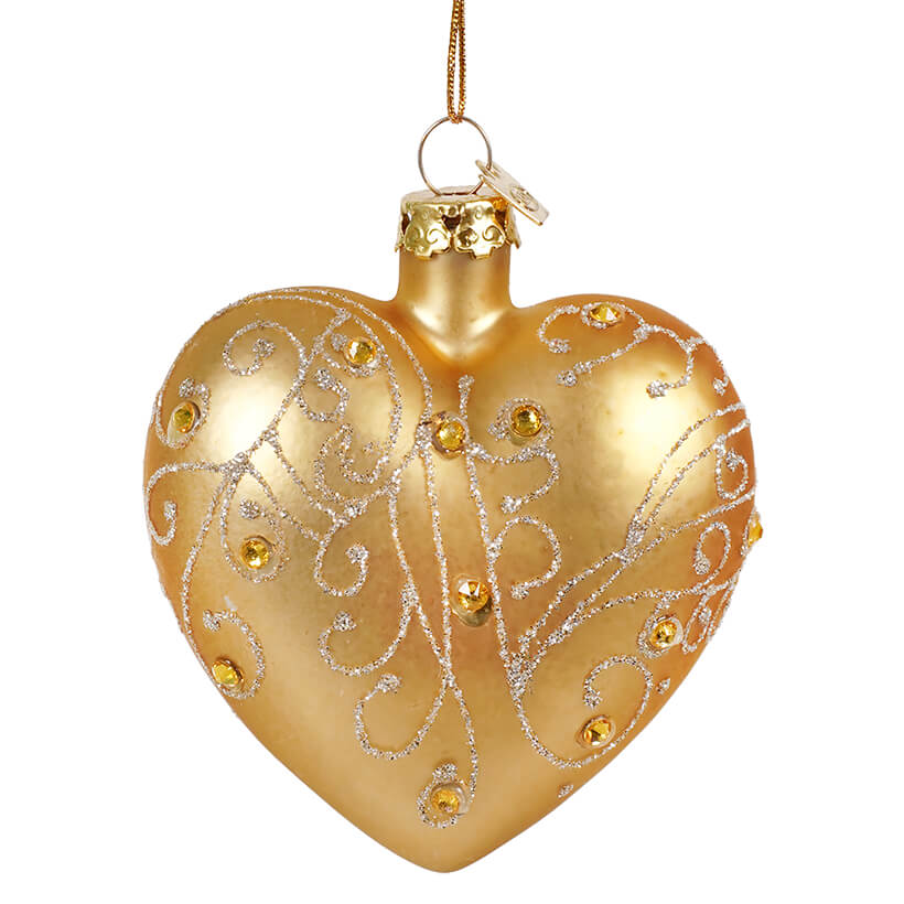 Gold Glass Heart Ornament With Swarovski® Elements