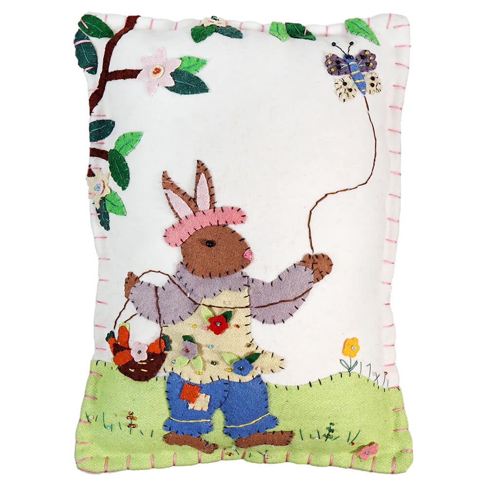 Brown Bunny Flying Butterfly Pillow