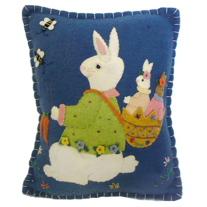 Bunny With Carrots Pillow