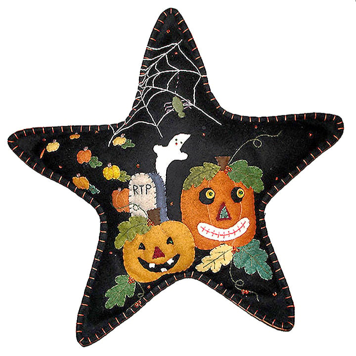 Halloween Star With Pumpkins Pillow