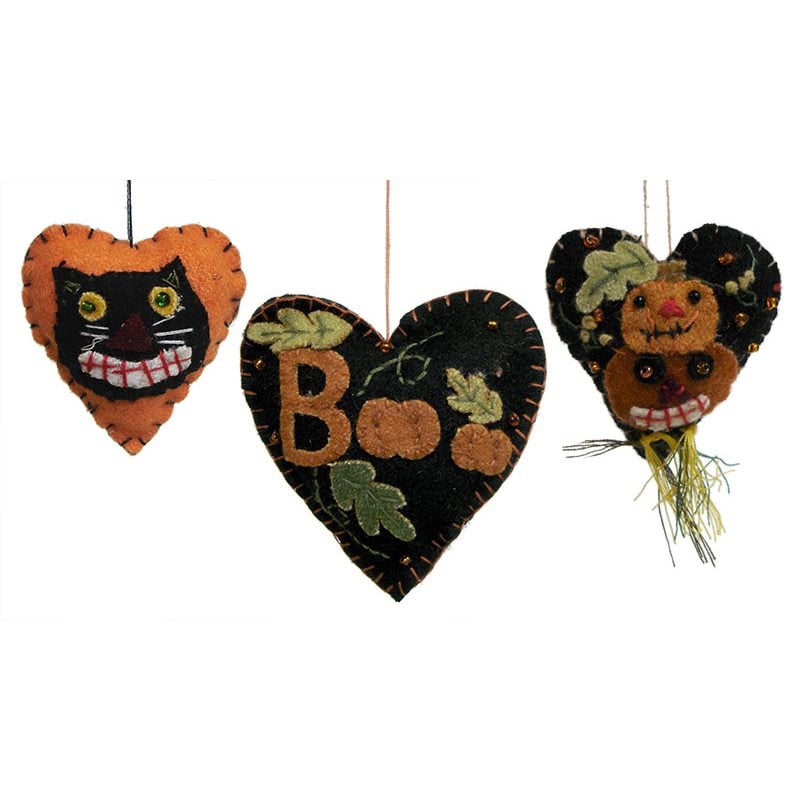 Mini Heart Halloween Ornaments Set/3