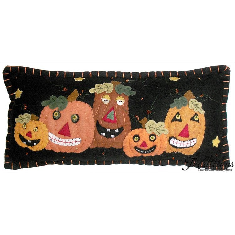 Halloween Pumpkin Faces Pillow