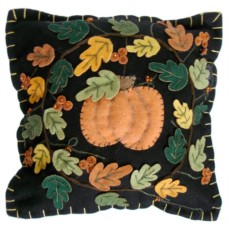 Pumpkin With Leaves Pillow