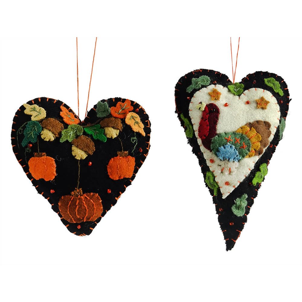 Mini Harvest Heart Ornaments Set/2
