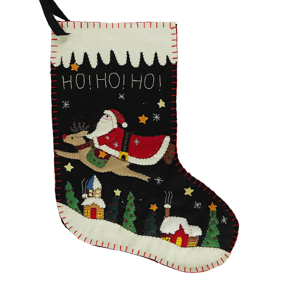 Ho! Ho! Ho! Santa with Deer Stocking
