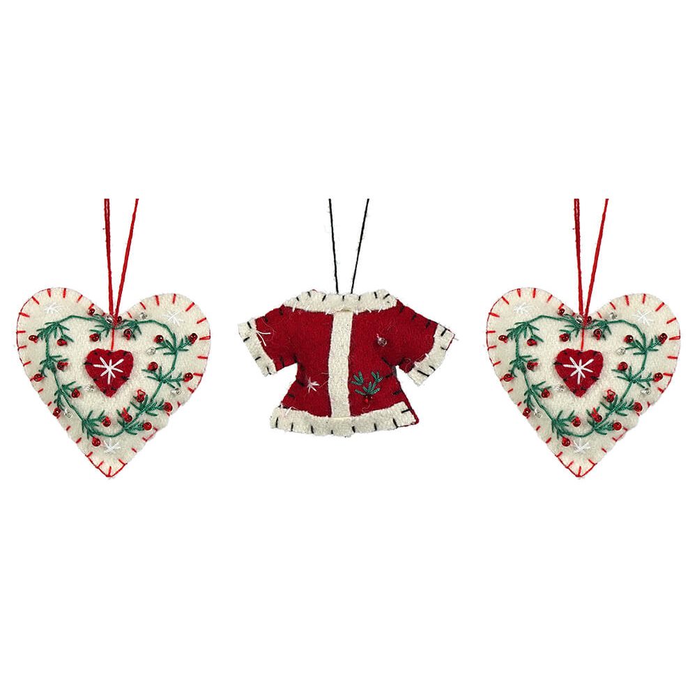 Mini Vintage Christmas Hand Stitched Ornaments Set/3