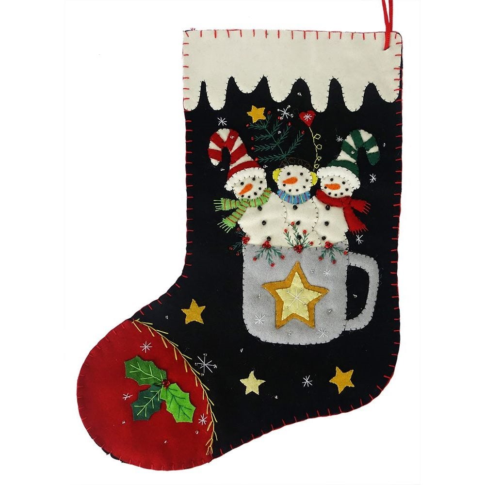 Three Snowmen in a Cup Stocking