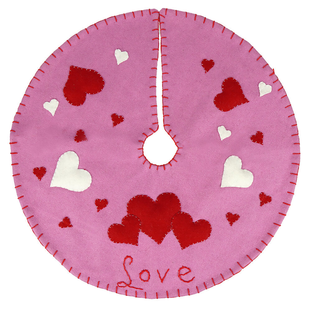 Valentines Tree Skirt With Hearts