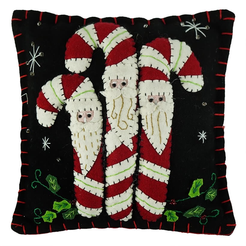 Three Santa Canes Pillow