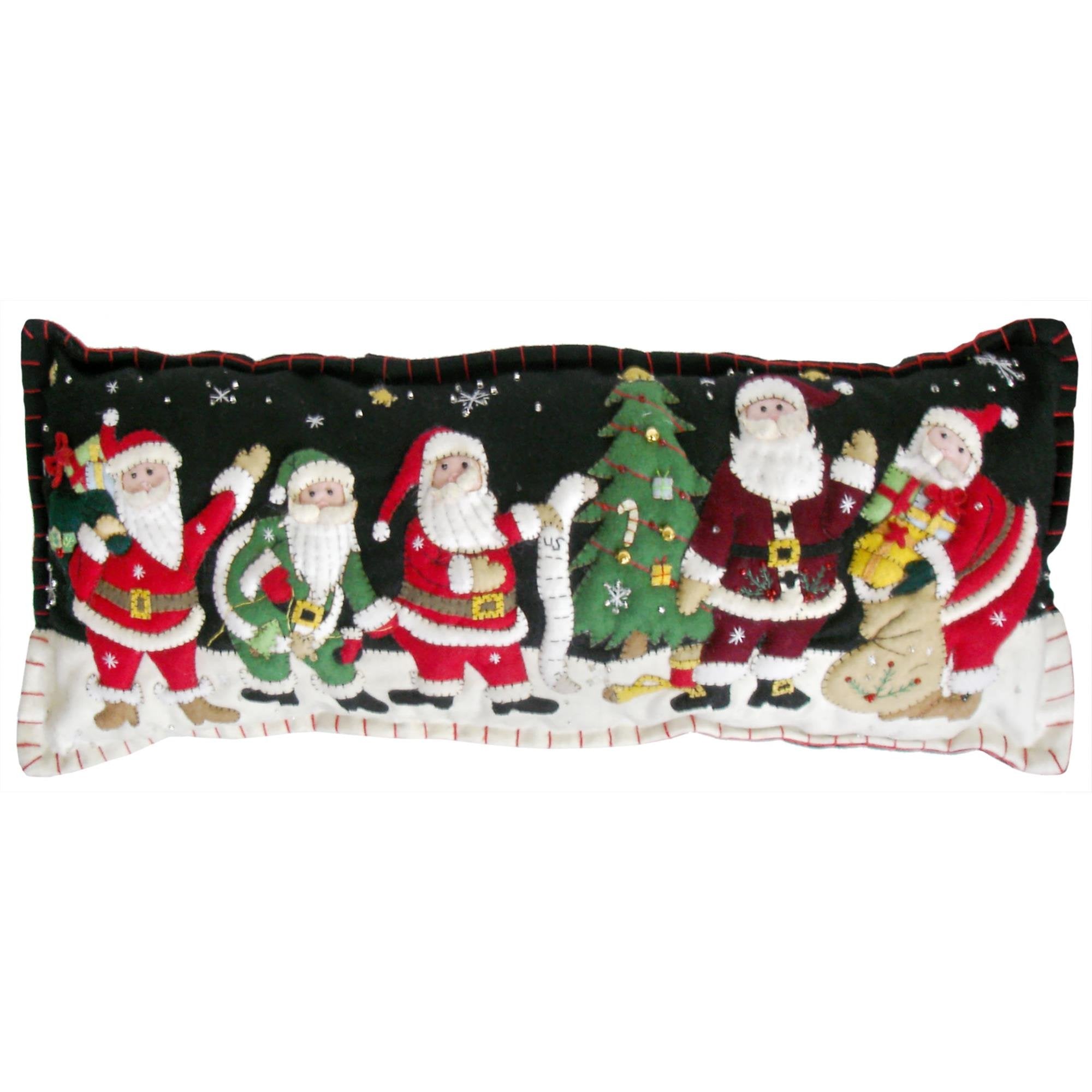 Five Santas Delivering Presents Pillow