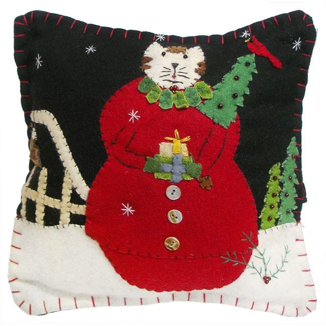Cat In Red Suit With Tree Pillow