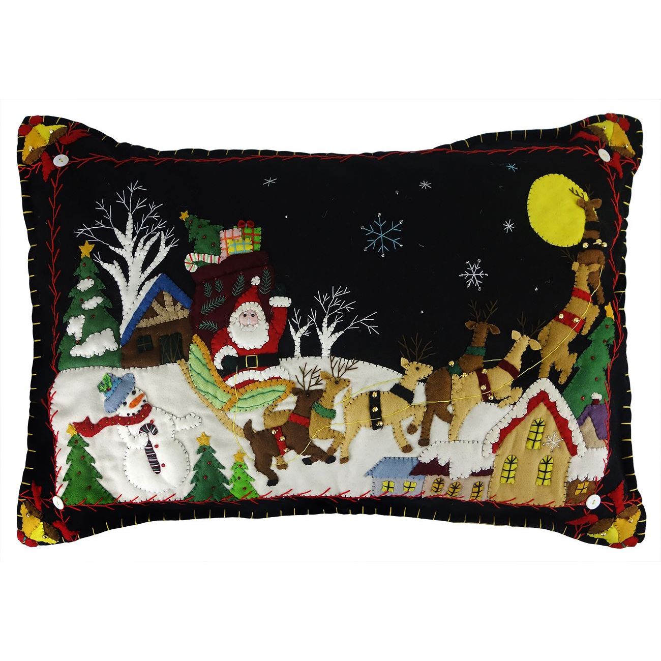 Santa in Sleigh Delivering Presents Pillow