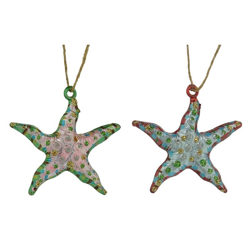 Glitter Starfish Ornaments Set/2