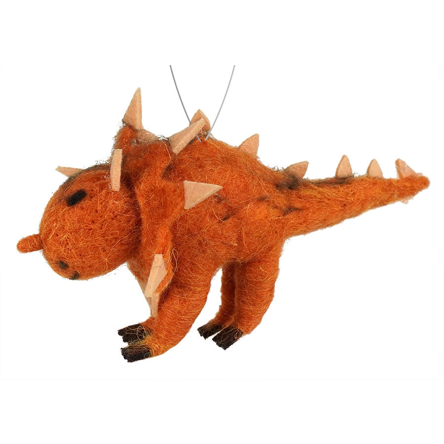Orange Felt Dinosaur Ornament