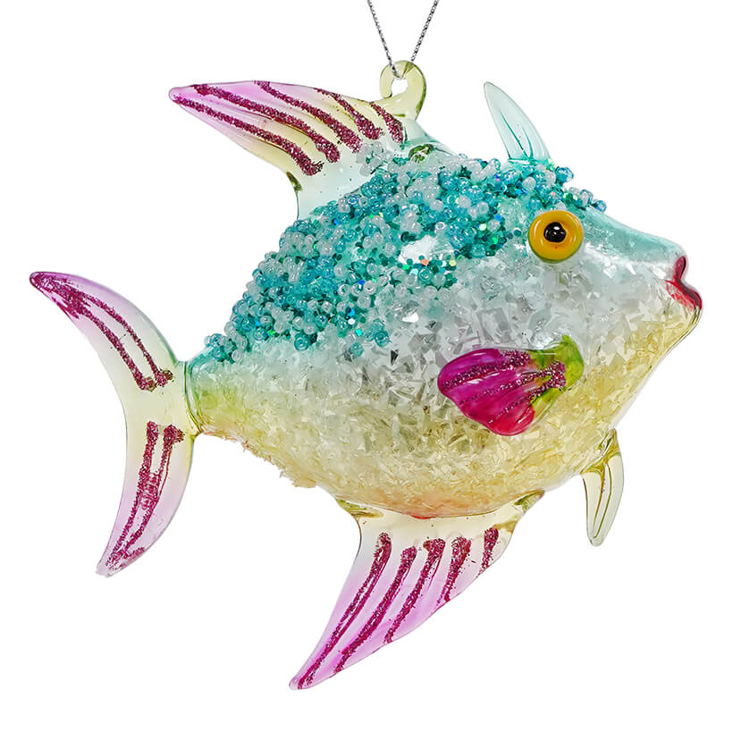 Blue Glitzy Fish Ornament