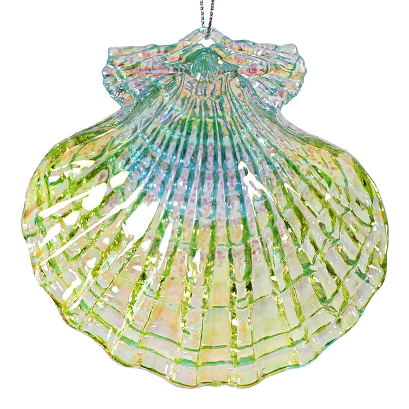 Green & Blue Sparkle Scallop Shell Ornament