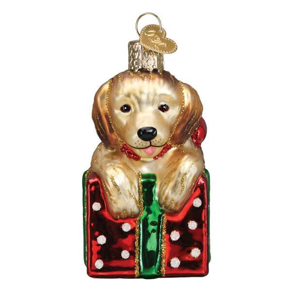 Golden Puppy Surprise Ornament