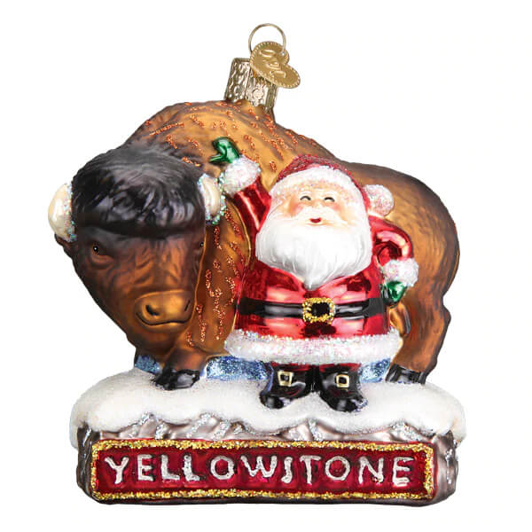 Santa With Bison Ornament