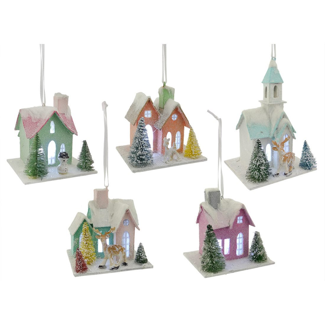 Pastel Retro House Ornaments Set/5
