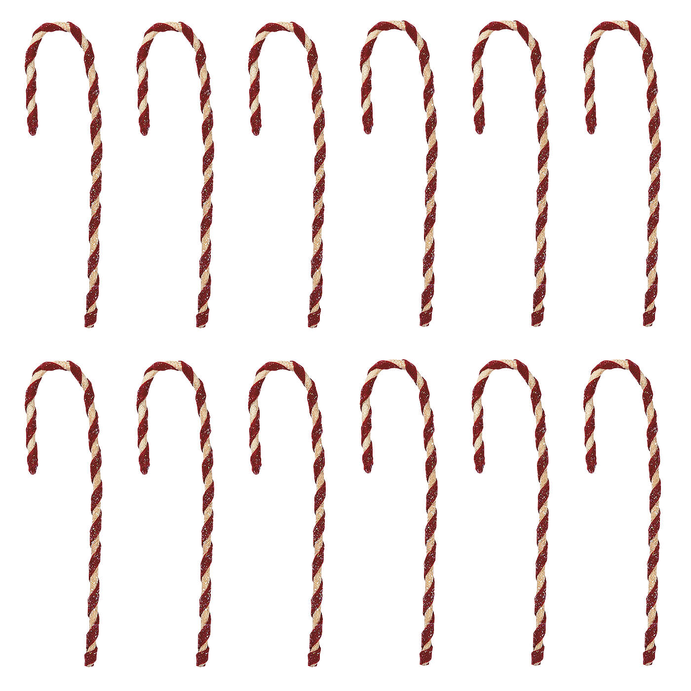 Fabric Candy Cane Ornaments Set/12