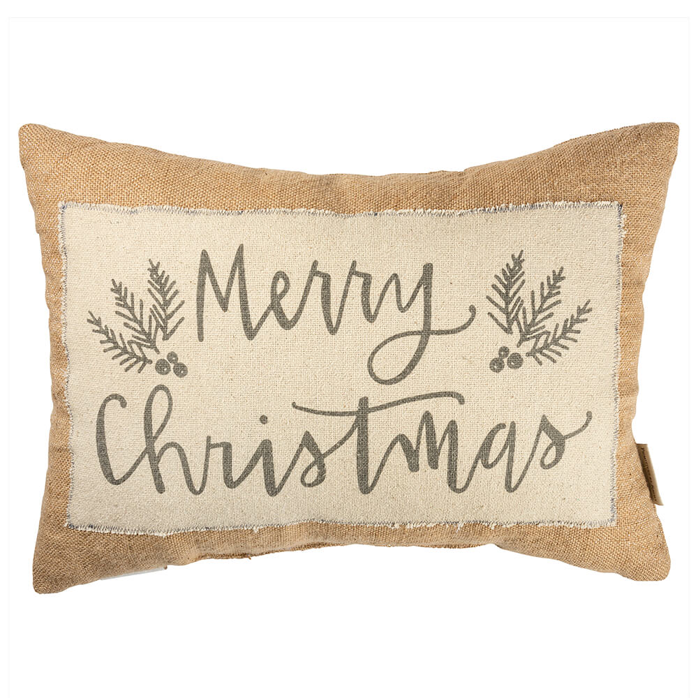 Merry Christmas Jute Pillow