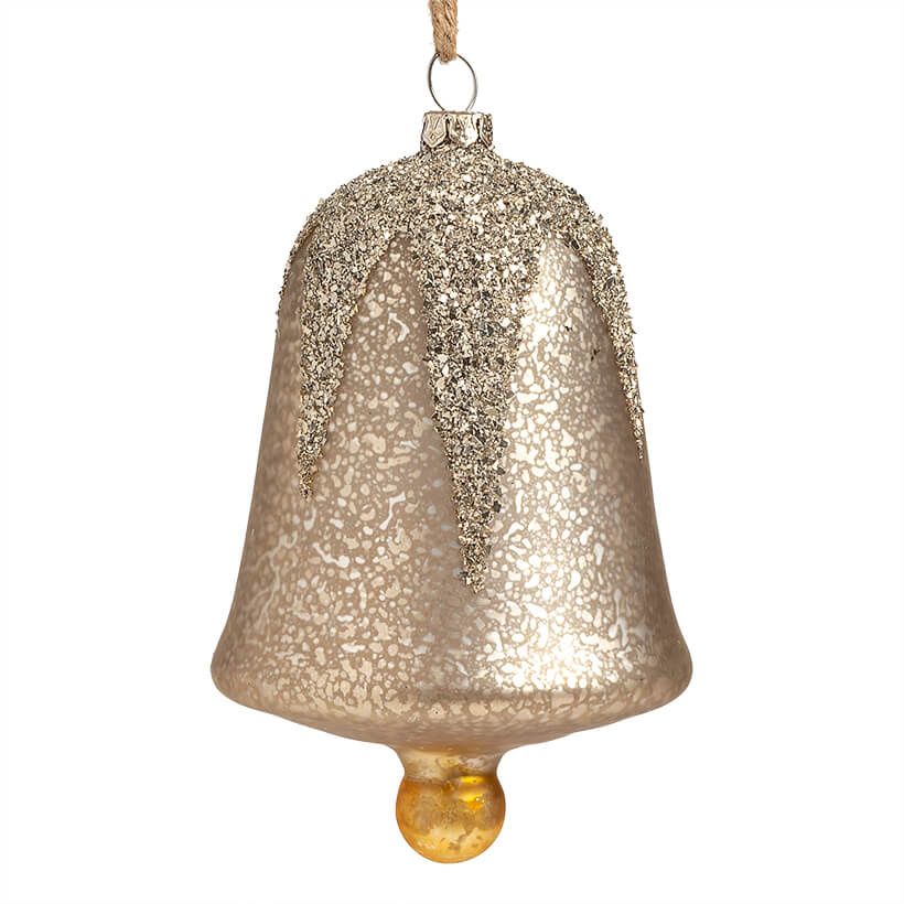 Large Glass Silver Bell Ornament