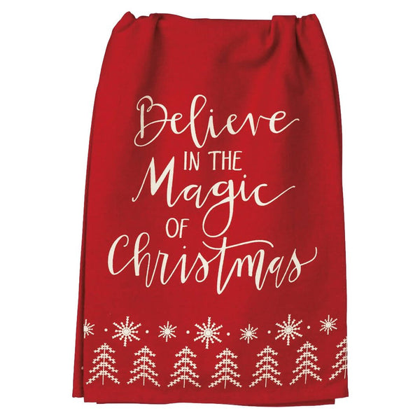 Primitives by Kathy Believe in The Magic of Christmas Dish Towel