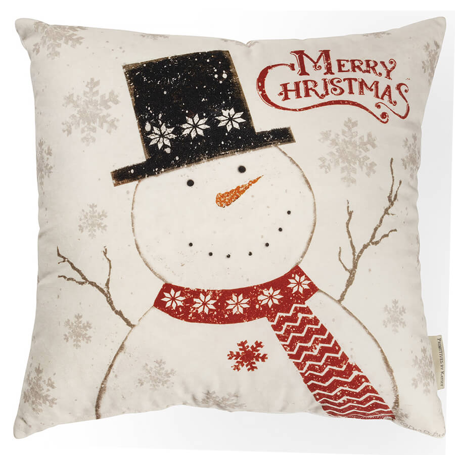 Merry Christmas Snowman Pillow
