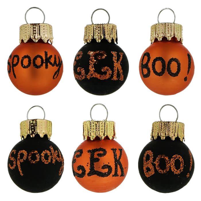 Mini Spooky, Boo & Eek Ornaments Set/6