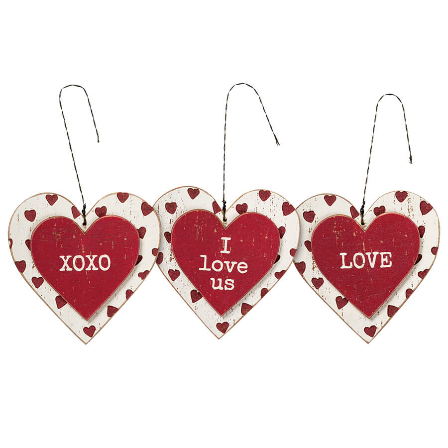 Love Heart Ornaments Set/3