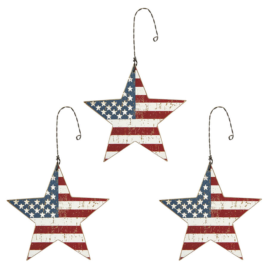 Flag Star Holiday Ornament Set/3