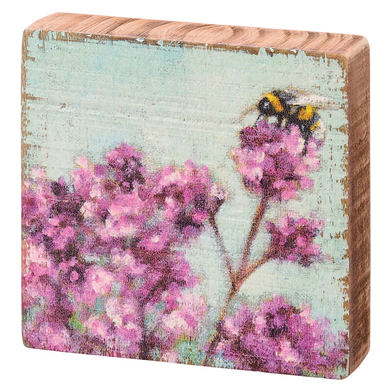 Red Clover & Bee Wood Block Sign
