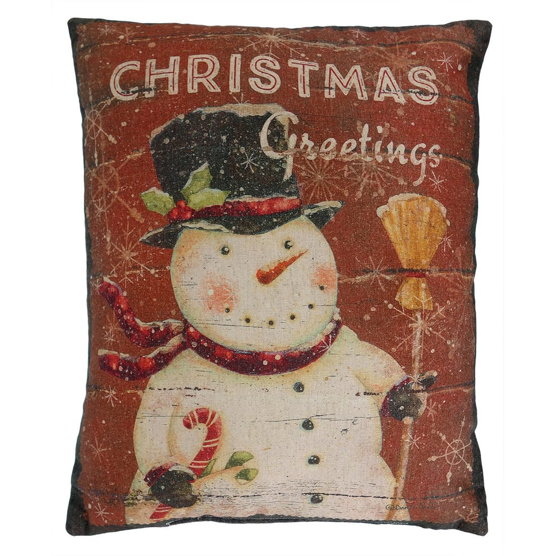 Christmas Greetings Snowman Pillow
