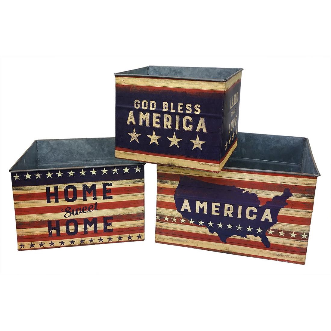 Primitives by Kathy Patriotic Tin Boxes Set/3