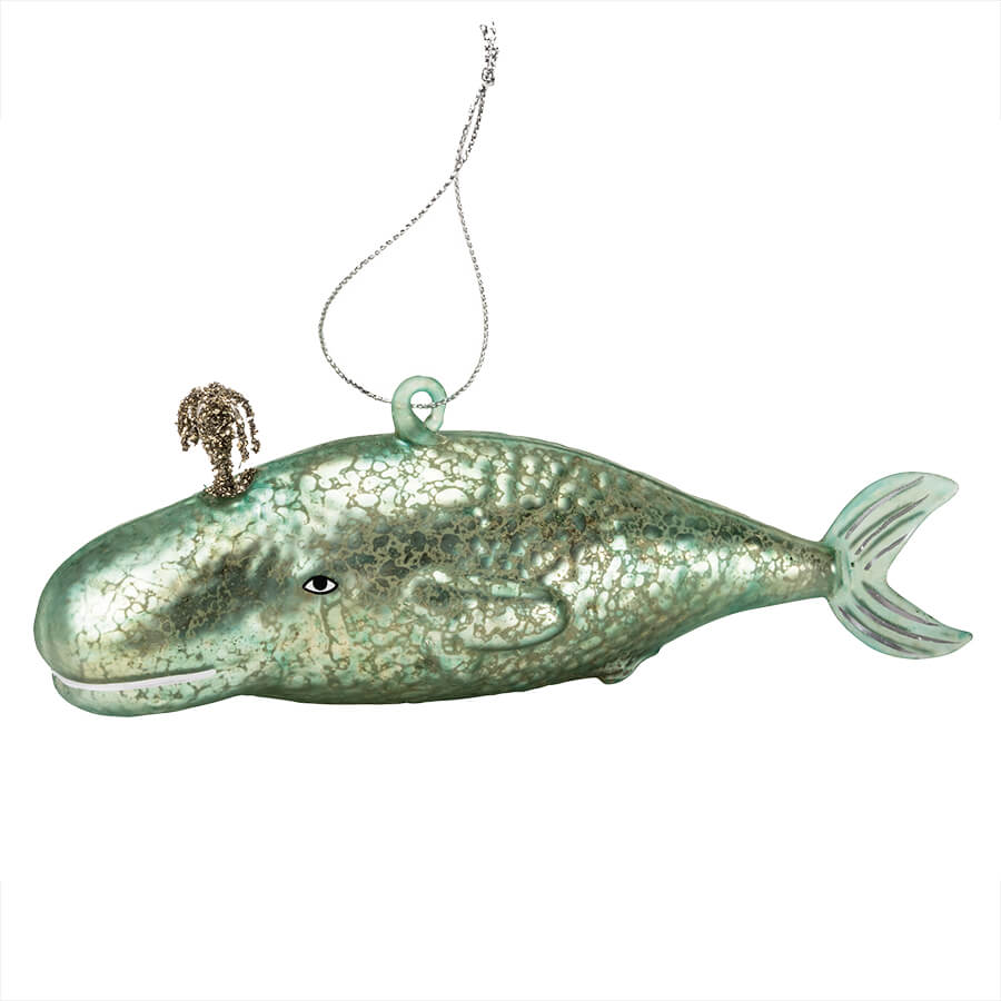 Teal Whale Ornament