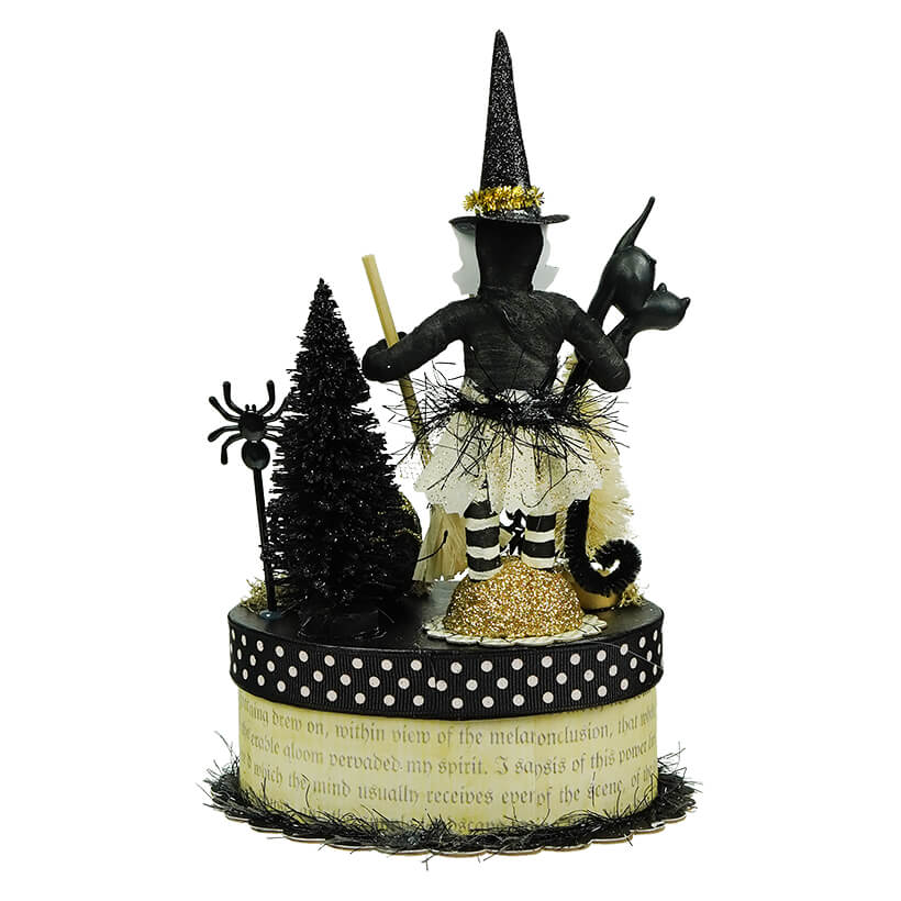 Halloween Black Cat Girl on Black & White Box - Traditions Exclusive