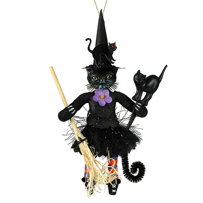 Halloween Black Cat Witch In Black Ornament