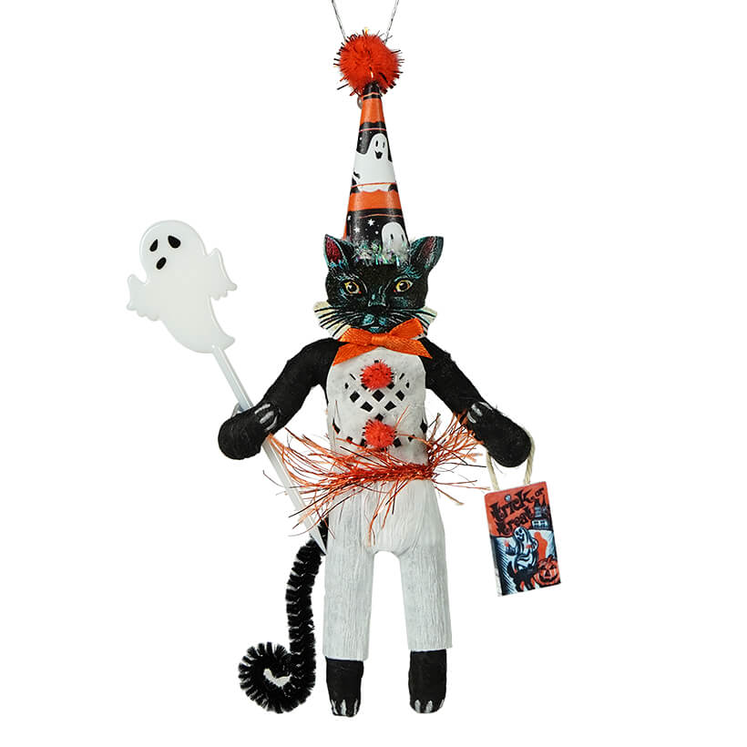Halloween Black Cat Ghost Boy Ornament