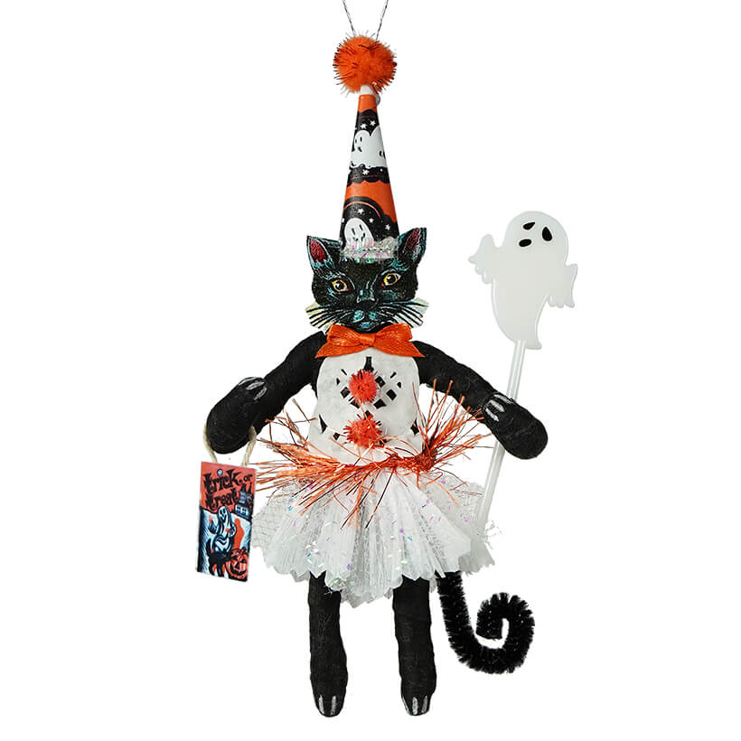 Halloween Black Cat Ghost Girl Ornament